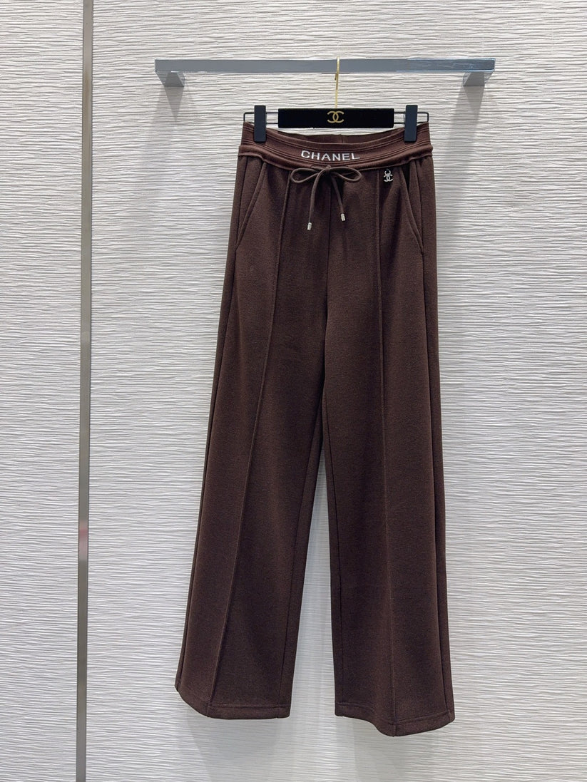 Cha 25fw drawstring wide-leg casual pants