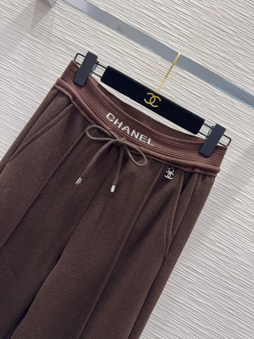 Cha 25fw drawstring wide-leg casual pants